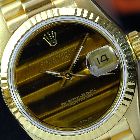 Rolex Ladies Datejust Factory Wood Dial 18K Gold - Picture 4 of 13